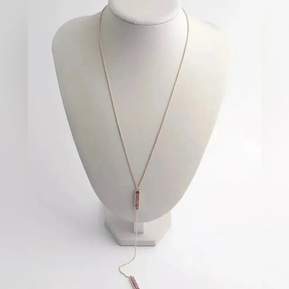 NWT! Kendra Scott pink druzy Lilly rose Gold necklace. - Picture 2 of 8